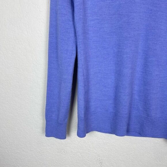 Banana Republic Extra Fine Merino Wool Sweater M Lavender Purple V-Neck Warm - Picture 5 of 7